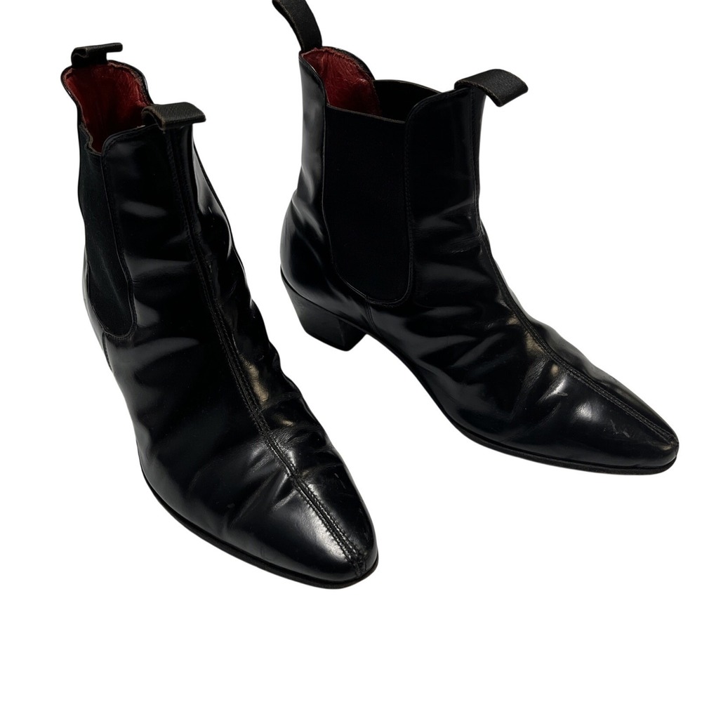 Vintage Rider Burns Beatlemania Ankle Boots Unisex 40.5 Black Patent Leather